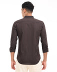 Full Sleeve Slim Fit Brown Striped Shirt