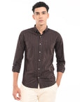 Full Sleeve Slim Fit Brown Striped Shirt