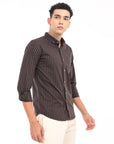 Full Sleeve Slim Fit Brown Striped Shirt