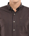 Full Sleeve Slim Fit Brown Striped Shirt