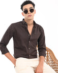 Full Sleeve Slim Fit Brown Striped Shirt