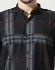 Black Shirt with Petite Red Stripes