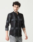 Black Shirt with Petite Red Stripes