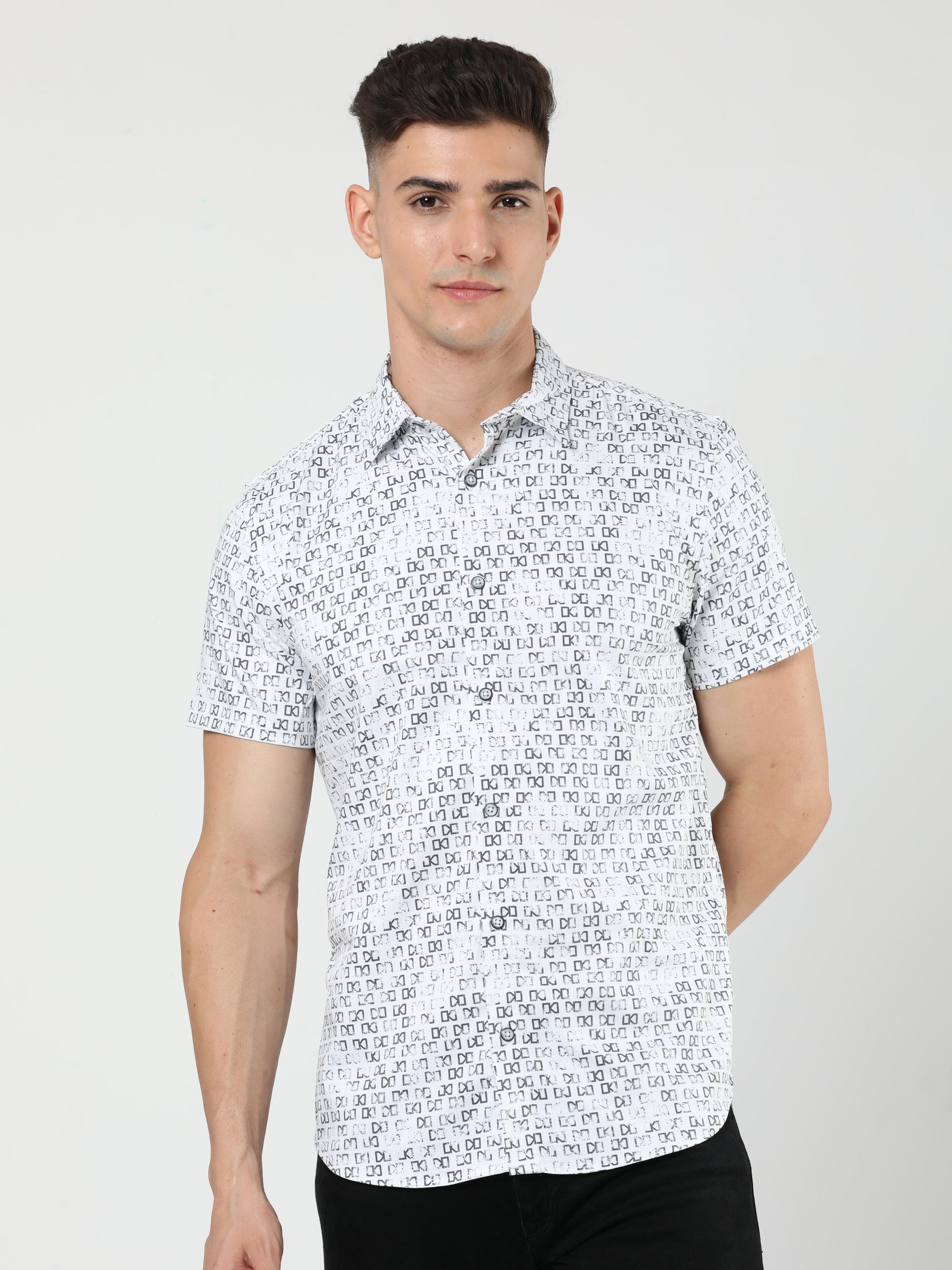 Chiton White Printed Shirts