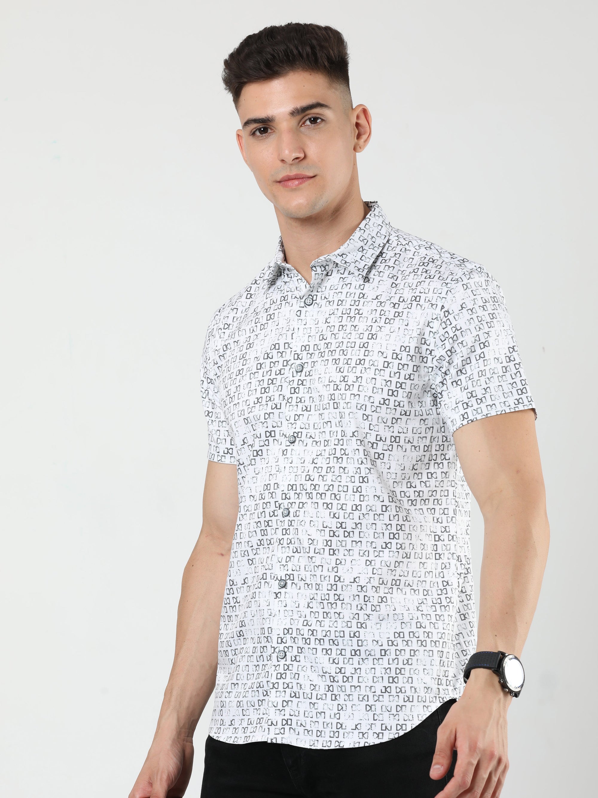 Chiton White Printed Shirts