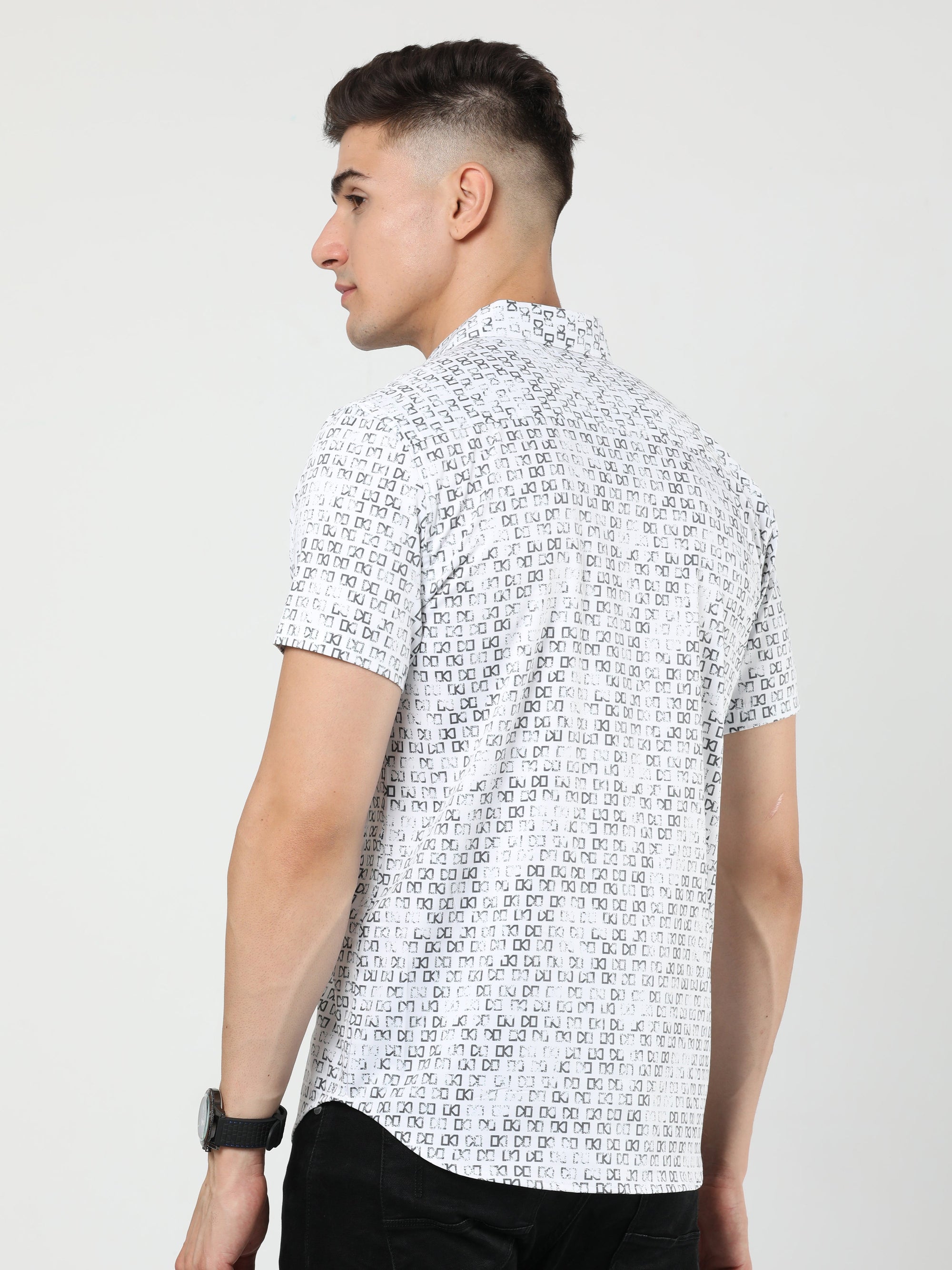 Chiton White Printed Shirts