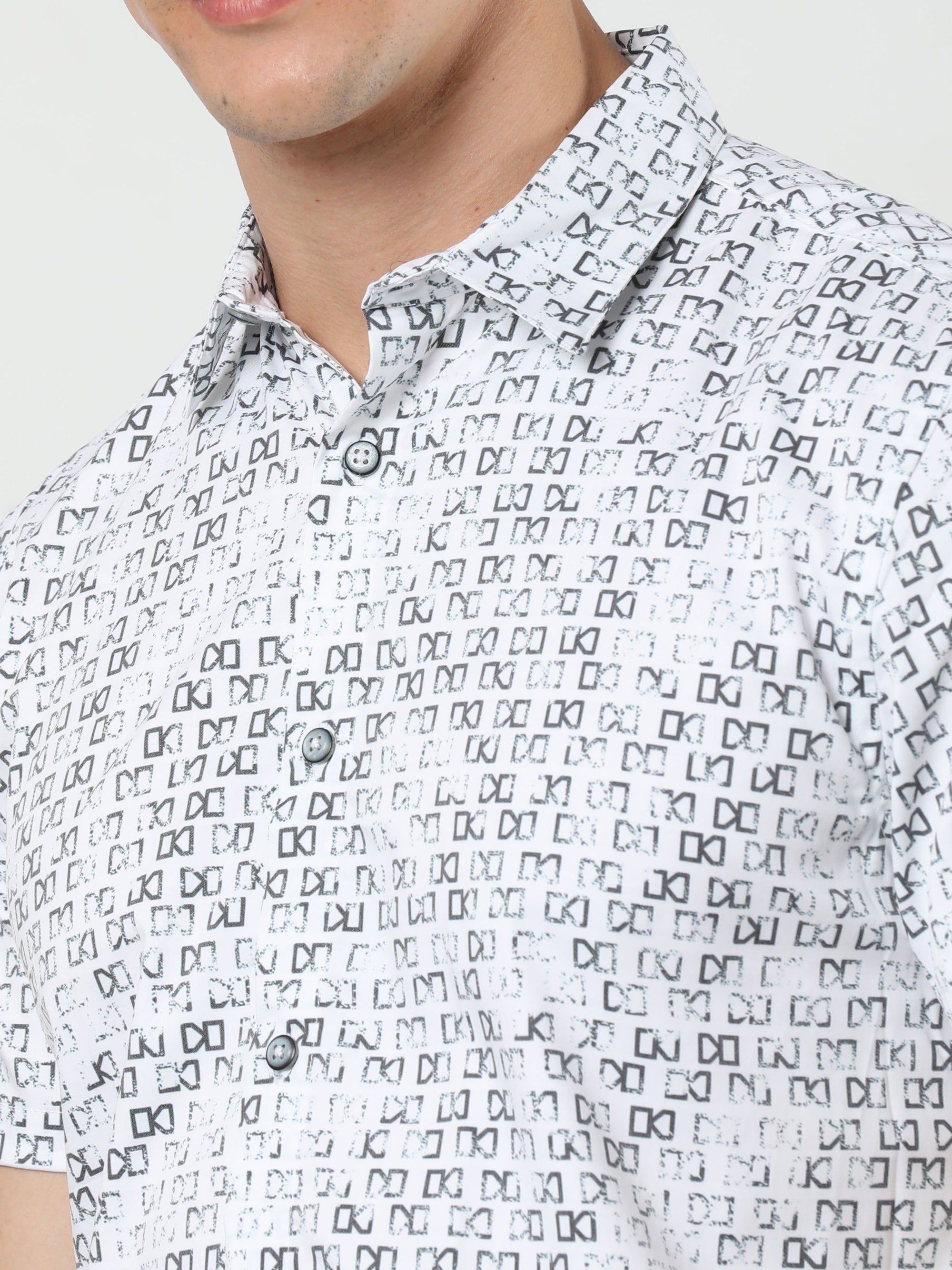 Chiton White Printed Shirts