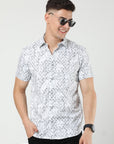 Chiton White Printed Shirts