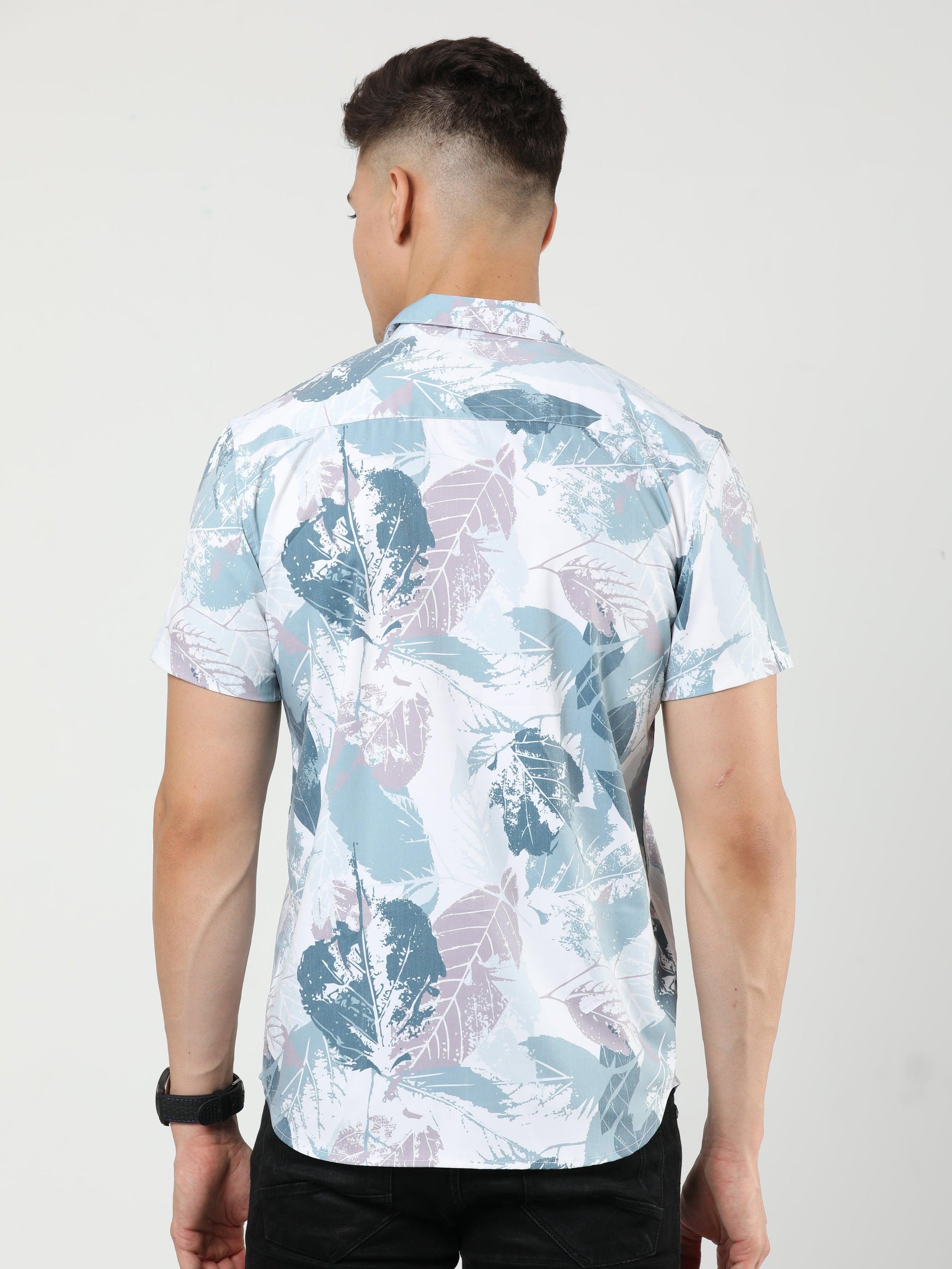 Chiton White & Blue Printed Shirts