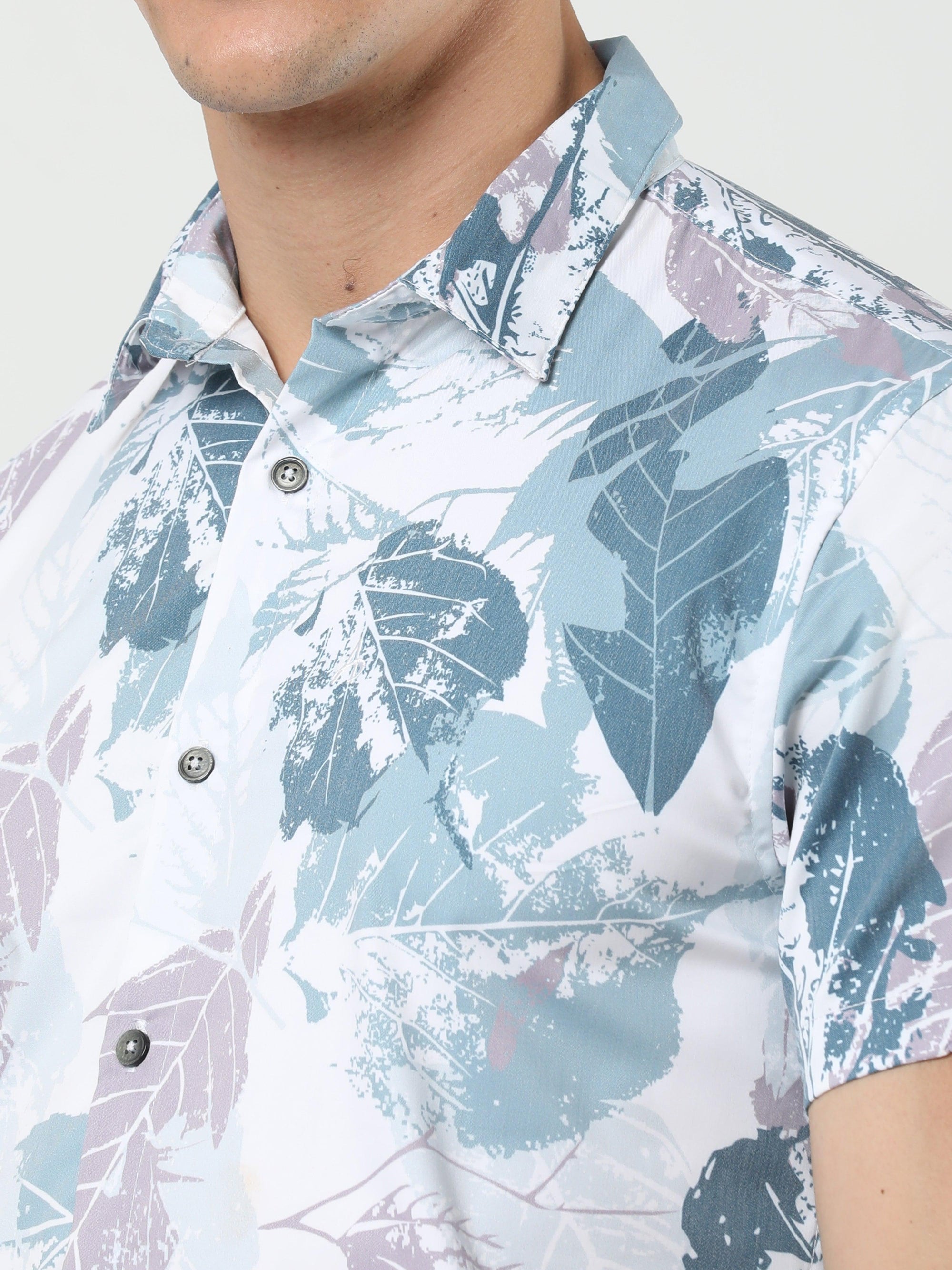 Chiton White & Blue Printed Shirts