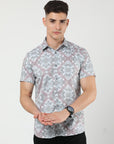 Chiton Peach Printed Shirts