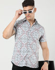 Chiton Peach Printed Shirts