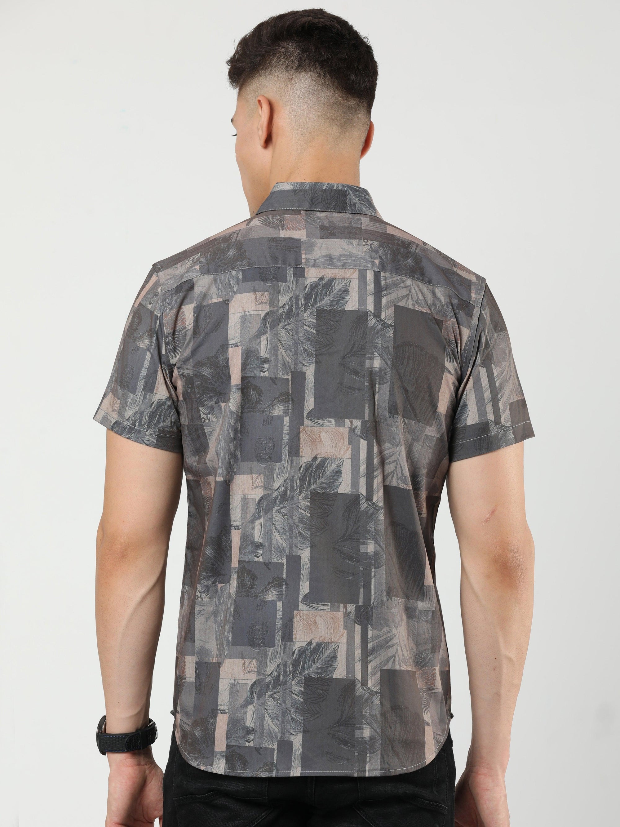 Chiton Mocha Brown Print Shirts