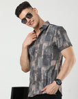 Chiton Mocha Brown Print Shirts