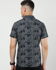 Chiton Charcoal Grey Print Shirts