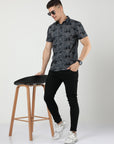 Chiton Charcoal Grey Print Shirts