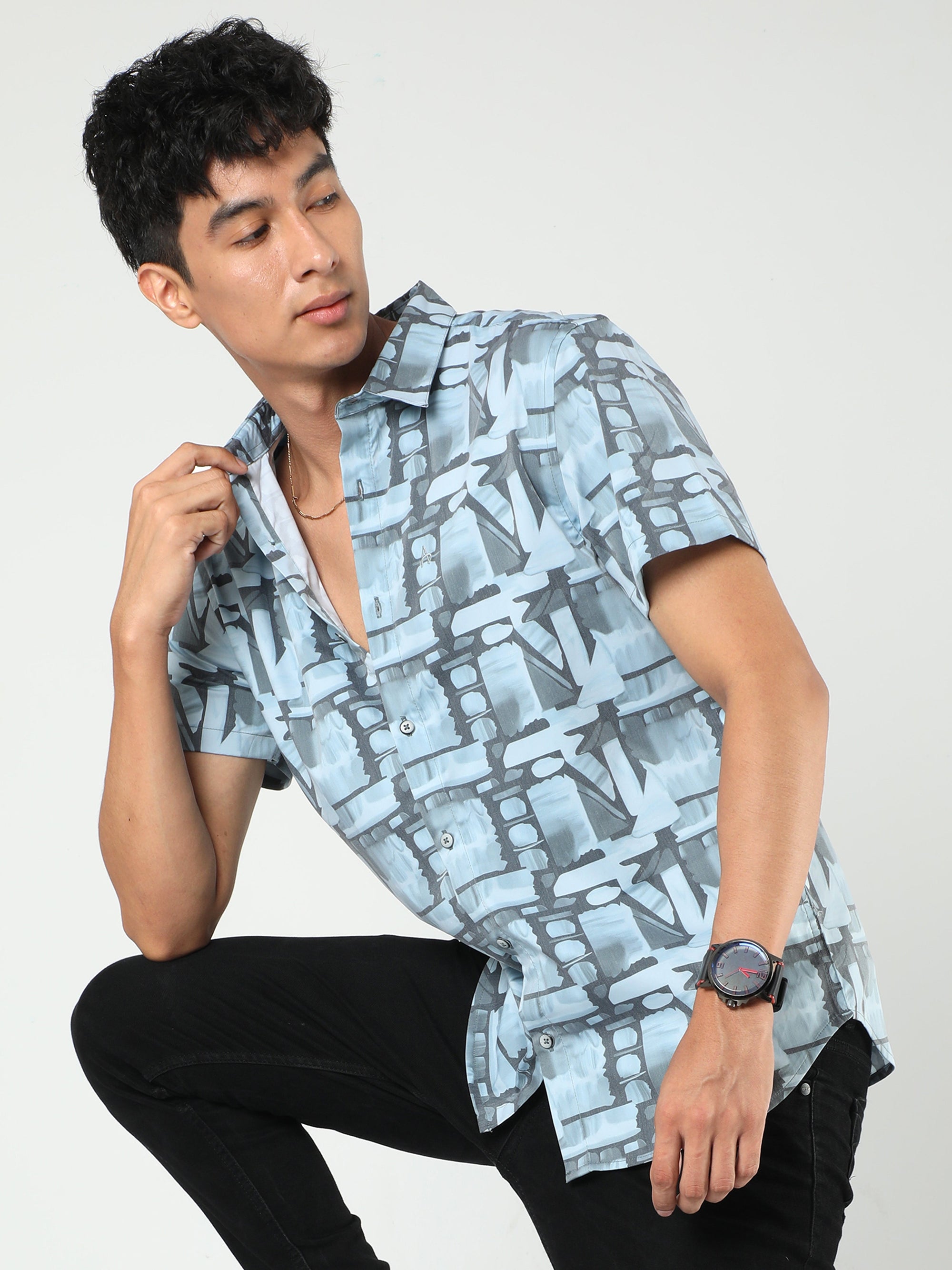 Chiton Bluebell Printed Shirts