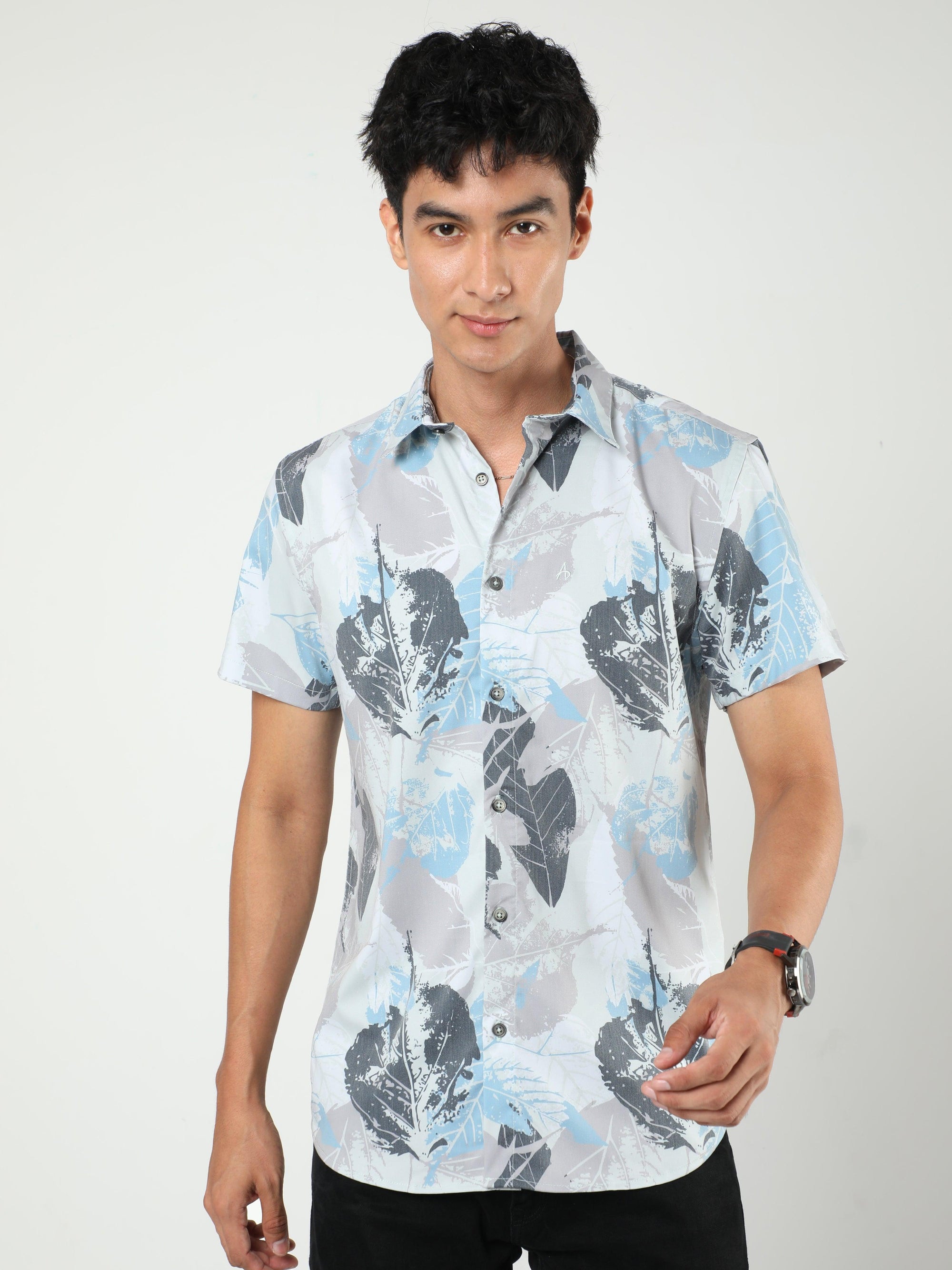 Chiton Oyster White Printed Shirts