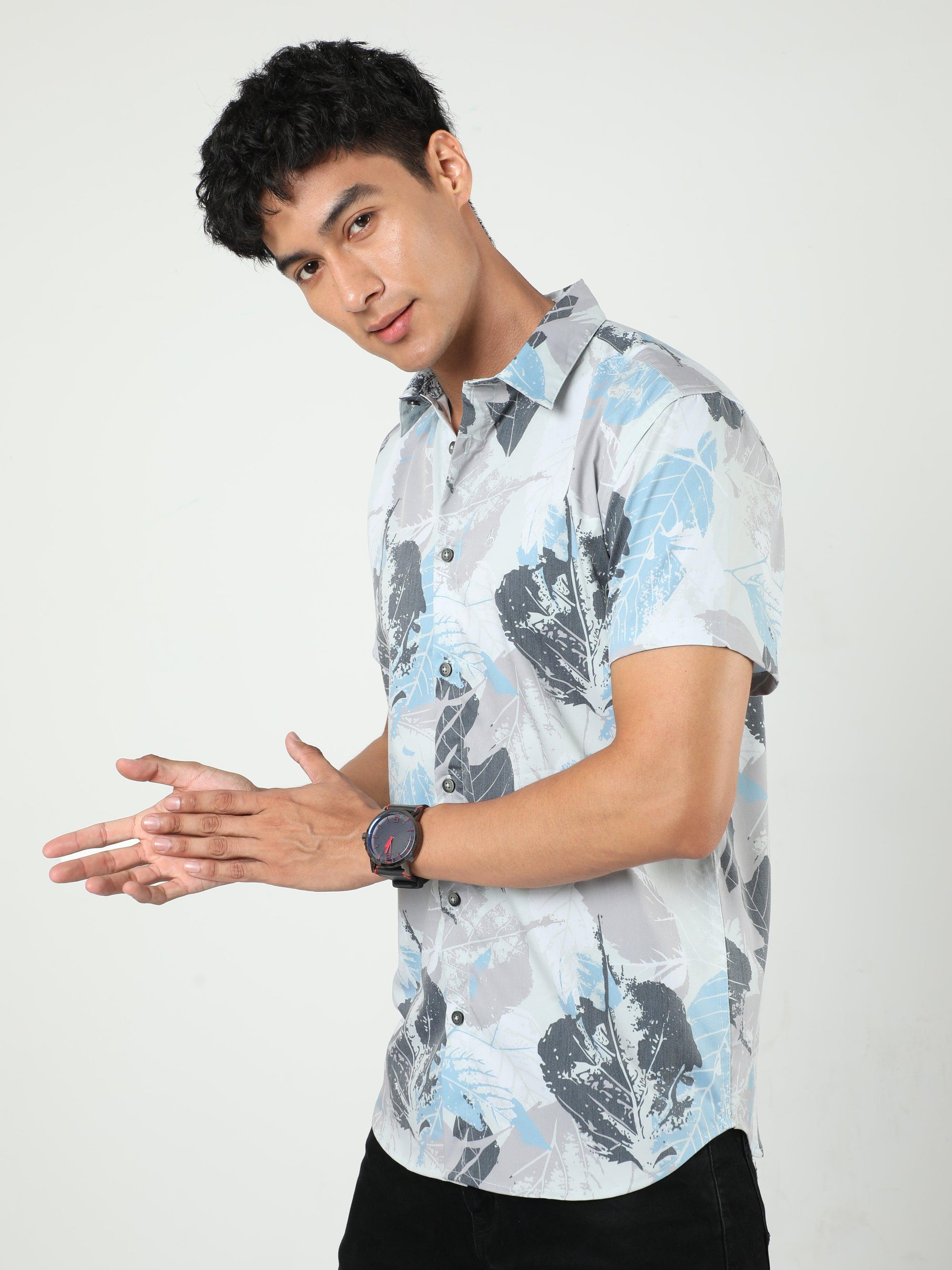 Chiton Oyster White Printed Shirts