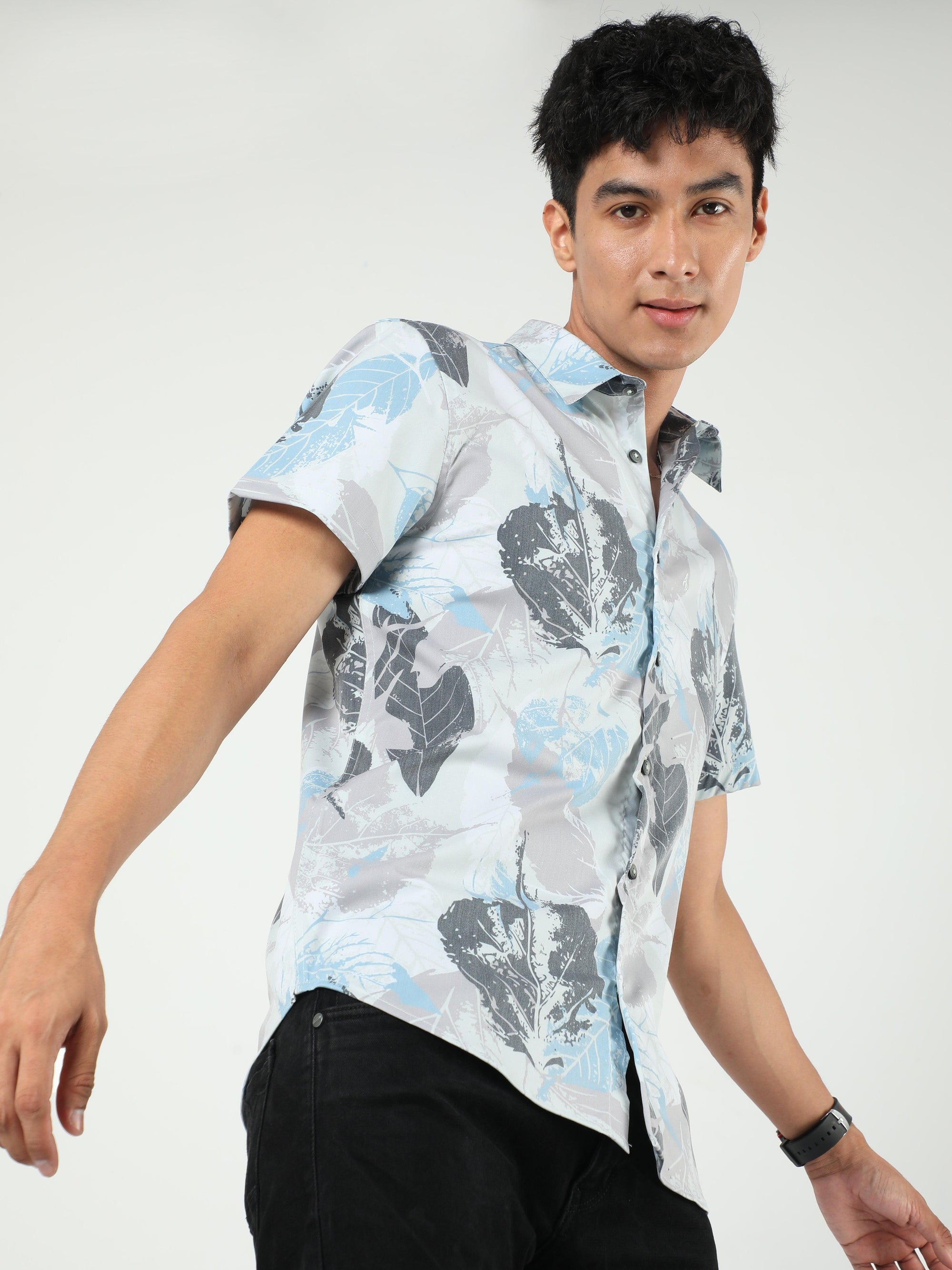 Chiton Oyster White Printed Shirts