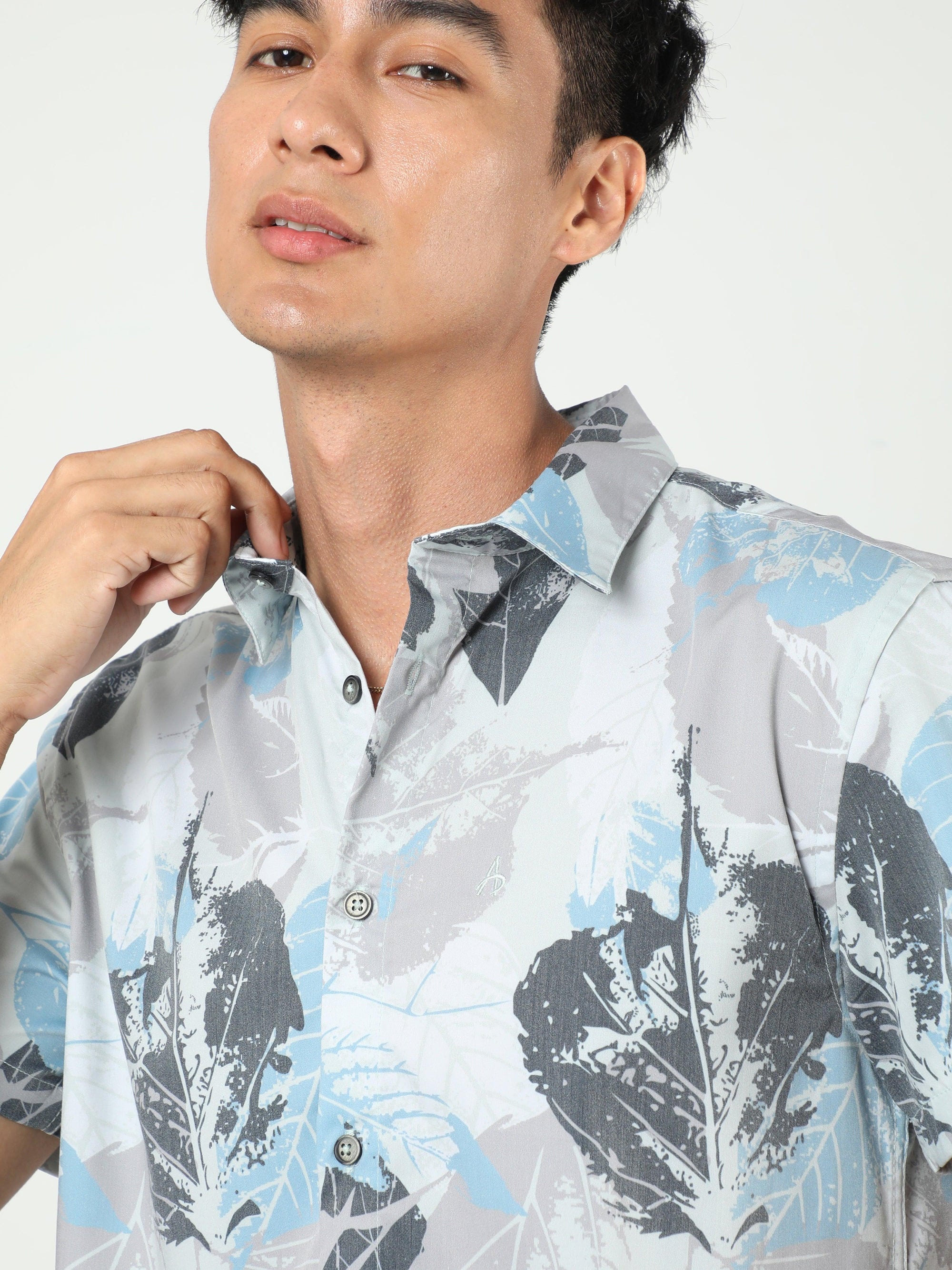 Chiton Oyster White Printed Shirts