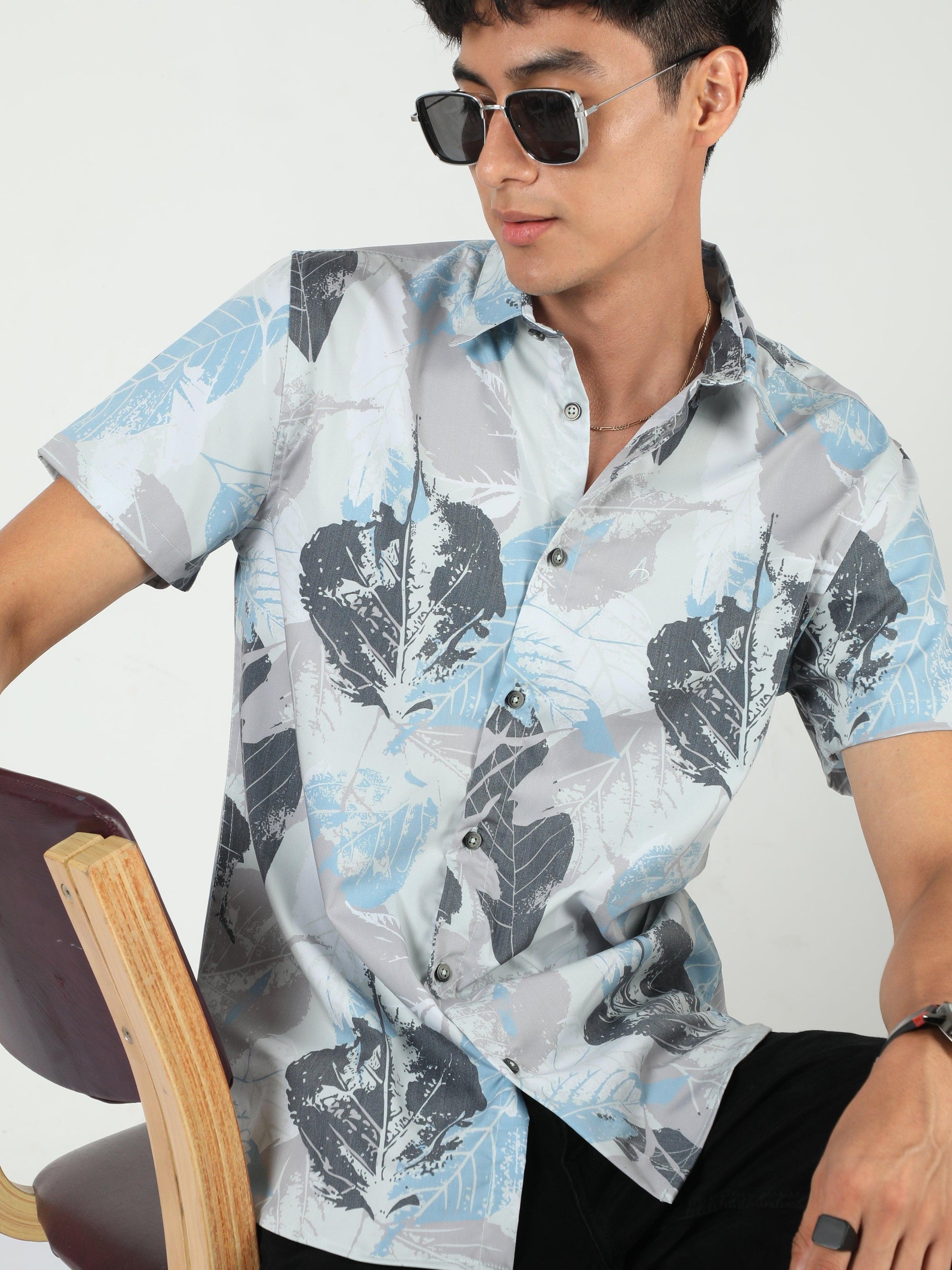 Chiton Oyster White Printed Shirts