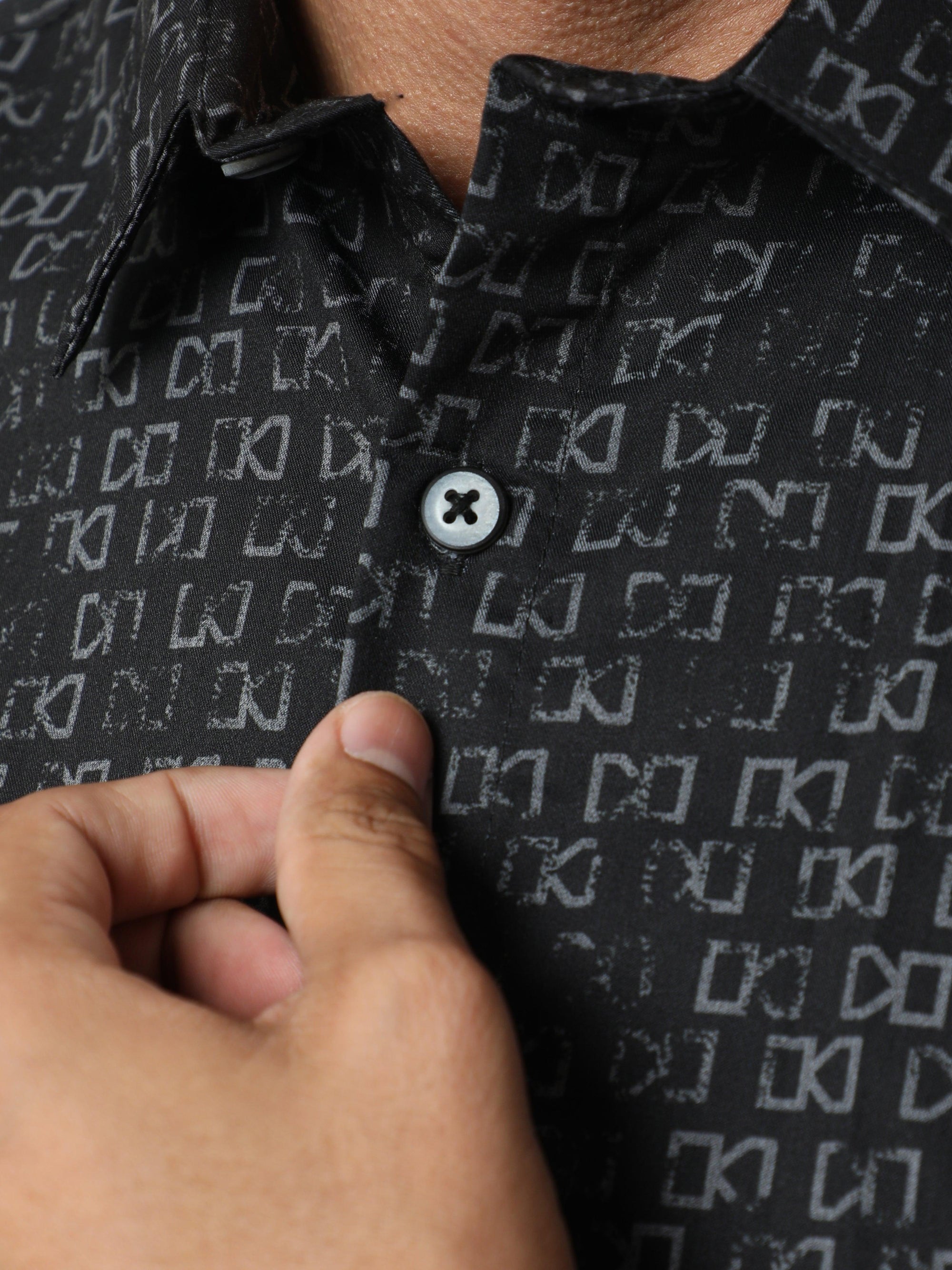 Chiton Black Printed Shirts