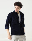 Navy Blue Versatile Dual-Pocket Shirt