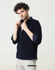 Navy Blue Versatile Dual-Pocket Shirt