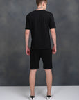 Cotton Comfortable Solid Half Co - Ord Set For Men-Black