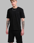 Cotton Comfortable Solid Half Co - Ord Set For Men-Black