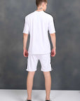 Cotton Comfortable Solid Half Co - Ord Set For Men-White