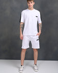 Cotton Comfortable Solid Half Co - Ord Set For Men-White