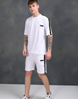 Cotton Comfortable Solid Half Co - Ord Set For Men-White