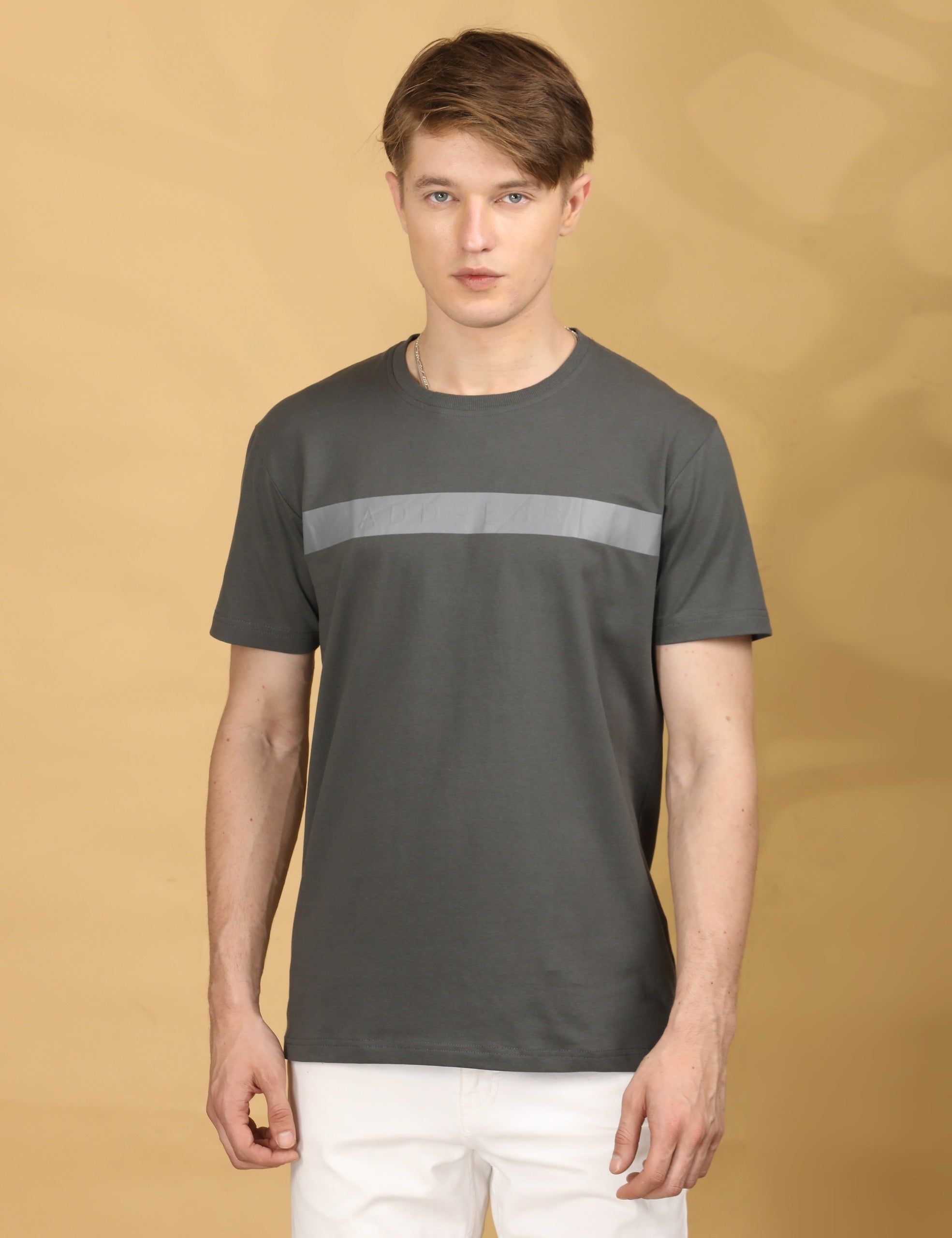 Half Sleeve Regular Fit Round neck Dark Grey T shirt