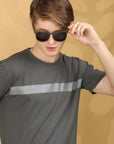 Half Sleeve Regular Fit Round neck Dark Grey T shirt