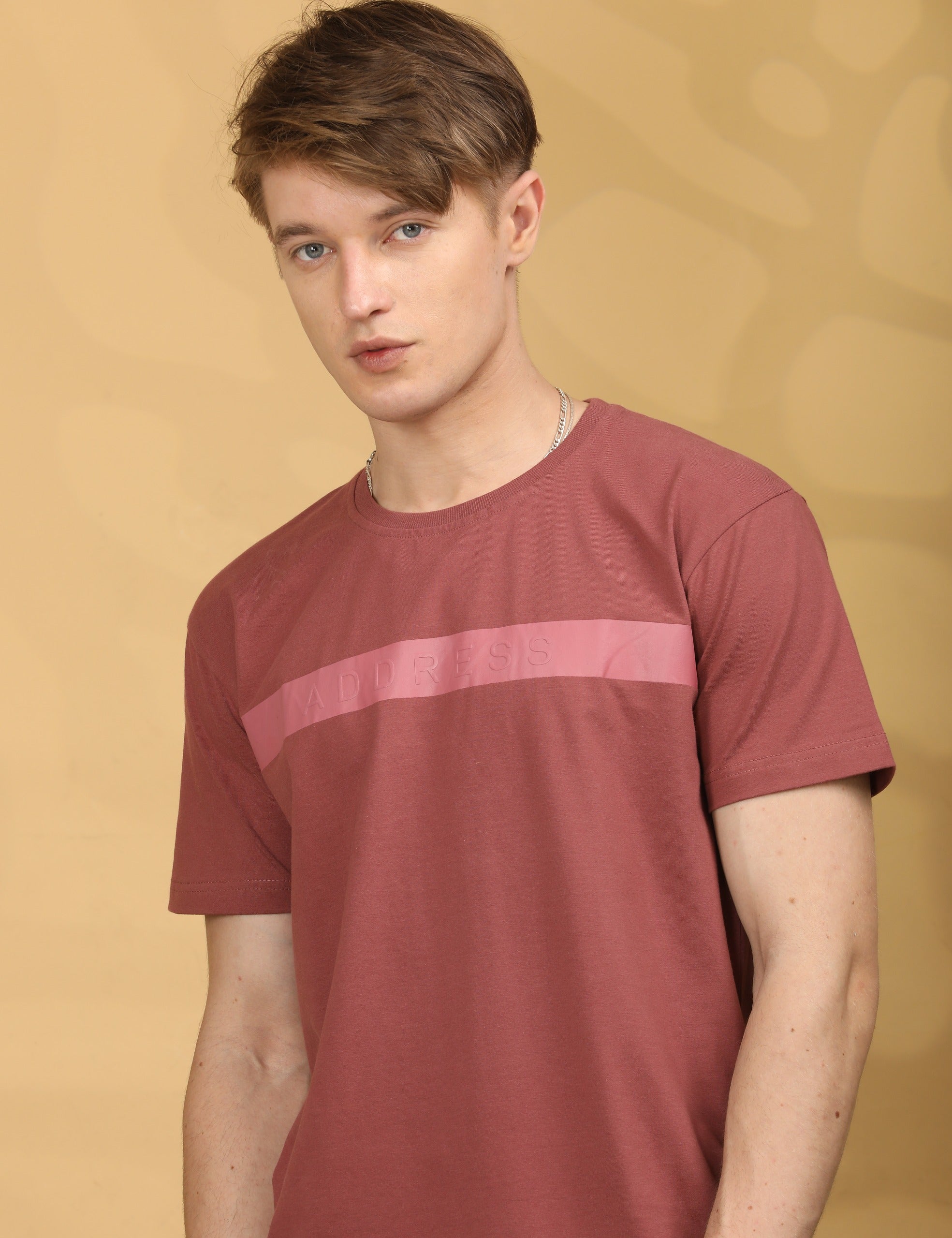 Half Sleeve Regular Fit Round neck Rust- T shirt