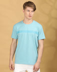 Half Sleeve Regular Fit Round Neck Firozi T-Shirt