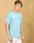 Half Sleeve Regular Fit Round Neck Firozi T-Shirt