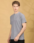 Round Collar Grey Half Sleeve Regular Fit T shirt