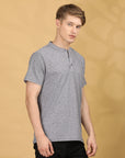 Round Collar Grey Half Sleeve Regular Fit T shirt