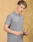 Round Collar Grey Half Sleeve Regular Fit T shirt