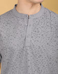 Round Collar Grey Half Sleeve Regular Fit T shirt