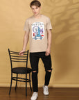 Round Neck Half Sleeve Regular Fit Beige T shirt