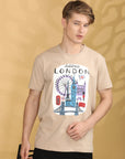 Round Neck Half Sleeve Regular Fit Beige T shirt