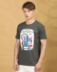 Round Neck Half Sleeve Regular Fit Grey T shirt