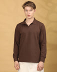 Full Sleeve Regular Fit Brown T-Shirt