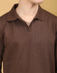 Full Sleeve Regular Fit Brown T-Shirt