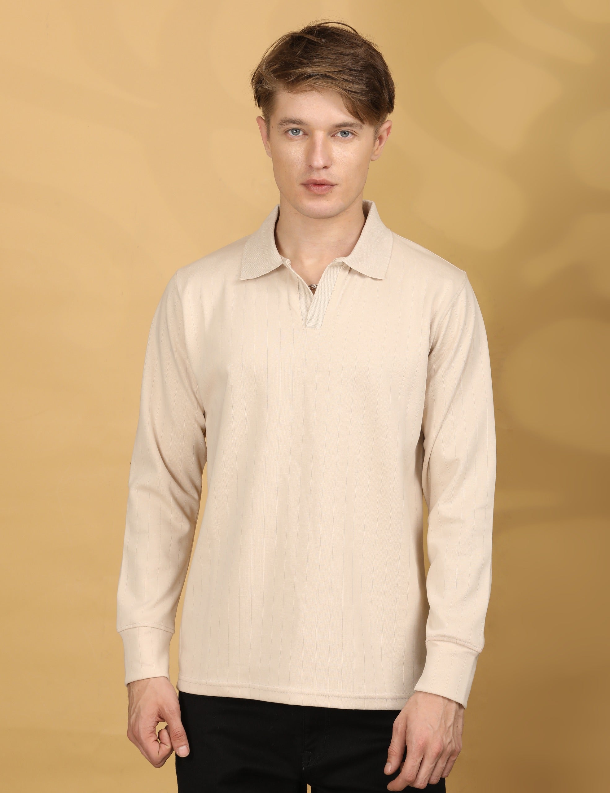 Full Sleeve Regular Fit Camel Brown T shirt