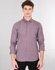 Cutaway Collar Solid Cotton Old Lavender Slim Fit Shirt